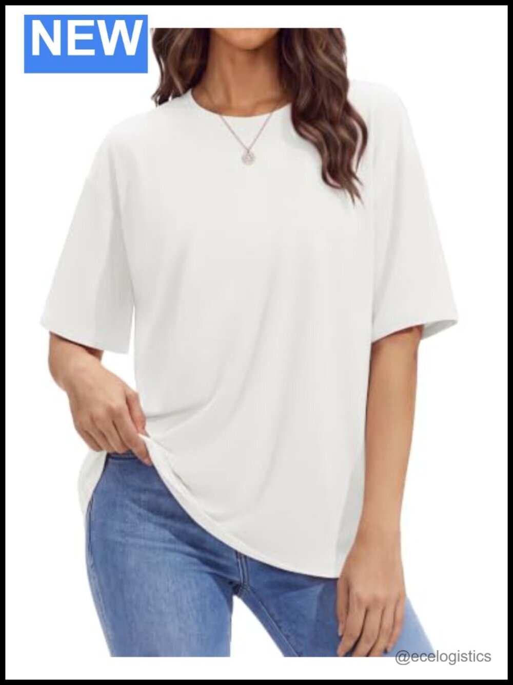 Oversized Crewneck Short Sleeve Tee - Soft & Stretchy Basic T Shirt